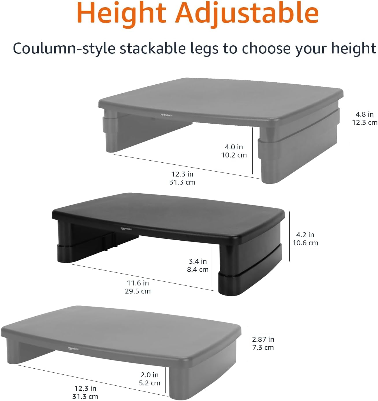 Adjustable Computer Monitor Riser Desk Stand